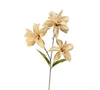 Honseadek Simulation 3 Small Lily Artificial Flowers for Wedding and Home Decor - Realistic Plastic Floral Arrangement with Lifelike Appearance, 65cm Height(brown)