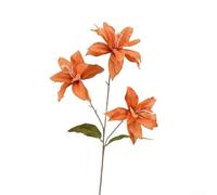 Honseadek Simulation 3 Small Lily Artificial Flowers for Wedding and Home Decor - Realistic Plastic Floral Arrangement with Lifelike Appearance, 65cm Height(orange)