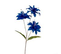 Honseadek Simulation 3 Small Lily Artificial Flowers for Wedding and Home Decor - Realistic Plastic Floral Arrangement with Lifelike Appearance, 65cm Height(dark blue)