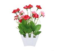 Honseadek Simulation Rose Fence Flower 15cm H x 13cm W Artificial Potted Plant for Home Wedding Decor with Silk Roses in White Yellow Sunset Red Pink Burgundy(wine red)