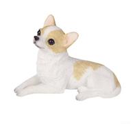 Honseadek Sitting Chihuahua Garden Decoration,Mini Simulation Chihuahua Resin Crafts Car Ornaments,Charming Resin Chihuahua Statue Perfect Accent For Your Backyard Or Patio(Khaki White)