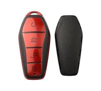Honseadek Song Plus Yuan Pro Atto 3 Han - Robust Protection Scratch Resist Leather Car Key Fob Cover Shell Case with Compatible (RED)