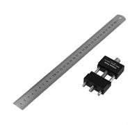 Honseadek Steel Ruler Positioning Block with 300mm Rule, Aluminum Alloy Marking Gauge for Woodworking, Right Angle Scriber Line Tool for DIY Furniture Repair(A)