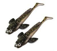 Honseadek T Tail Soft Lure 12.5cm 17g with Black Spotted Design, Realistic Crankbait for Bass, Flexible PVC Fishing Bait with High-Frequency Vibration