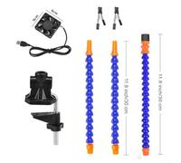 Honseadek Table Clamp for Soldering Station, Third Hand with 6 Flexible Arms and Clips, Heat-Resistant Silicon Tips, Removable Feet, 15 x 15 x 5 cm - Blue(With Fan)