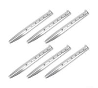 Honseadek U-Shaped Sand Tent Pegs 6 Pack Aluminum Alloy Stakes 31cm Lightweight Camping Tent Pins for Beach Snow Soft Soil Outdoor Hiking with Secure Holes(silver)