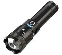 Honseadek USB C Flashlight with Power Bank, Rechargeable Camping Torch Featuring Zoomable LED Spotlight, IPX7 Waterproof High Lumens Hiking Light, Strobe Mode(E)