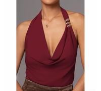 Honseadek Women's Backless Halter Top Sleeveless Blouse Solid | Colour Fitted Collarless Vest for Summer Beach Yoga Workout Holiday Party Cycling Gym Wear