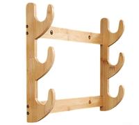 Honseadek Wooden Wall Mounted Fishing Rod Rack Holder for Garage and Home Storage, Horizontal or Ceiling Mount Fishing Tackle Organizer for 1-5 Rods(3 floors)