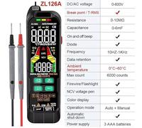 Honseadek ZL128B/ZL126B 9999 Count True RMS Digital Multimeter with USB Rechargeable Battery, AC/DC Current Tester, NCV Live Wire Detection, Temperature Probe, for Electrical & Automotive Use(ZL126A)