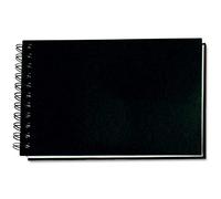 Honsell 30225 Sketchbook with Spiral Bound and Black Hard Cover, DIN A5 Landscape Format, 60 Sheets, 140 g/m², White, Matte Drawing Paper, Erase-Resistant, Acid-Free and Age-Resistant