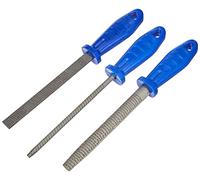 Honsell Riffle Set, 3 Rasps with Plastic Handle, Half Round and 1 Flat for Coarse Soapstone Processing Blade 15-20 cm Long, Colourful, One Size