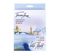 Honsell 80129 - White Nights Watercolour Pencils Set of 36 in Cardboard Case, Wood-Coloured Pens with High Colour Brilliance, Soft Paint Stroke, Water-soluble