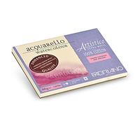 Honsell Fabriano Artistico Acquarello Extra White Satin Hot Pressed 12.5 x 18 cm 25 Sheets 300 g/m² High-Quality Artist Watercolour Card Pad Glued on 4 Sides, 12,5 x 18 cm