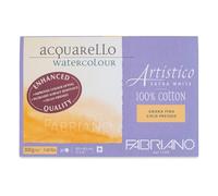 Honsell Fabriano Artistico Acquarello Watercolour, Extra White, Fine Grain Cold Pressed, 30.5 x 45.5 cm, 20 Sheets of 300 g/m², High-Quality Artist's Watercolour Cardboard, Pad Glued on 4 Sides