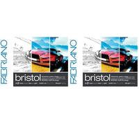 Honsell Fabriano Bristol 19002129 Pad, DIN A4, 250 g/m², 20 Sheets, Ultra Smooth Surface, Very Erase-Resistant, Ideal for Illustrations, Graphics and Design (Pack of 2)