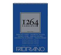 Honsell Fabriano Disegno Nero 19100651 Spiral Bound Sketch Pad 1264 200 g/m² DIN A3 40 Sheets Black Satin Paper with Medium Grain Acid for All Drying Techniques