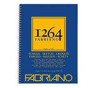 Honsell Fabriano Schizzi 19100635 Sketch Pad 1264 with Longitudinal Spiral, 90 g/m², DIN A4, 120 Sheets Ivory White, Acid Lightly Grained for All Drying Techniques