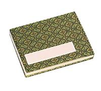 Honsell Leporello 33301 Sketch Book with 22 Sheets = 44 Pages of Chinese Natural White Handmade Cardboard, 12 x 9 cm, 300 g/m², Cover Covered with Brocade-Like, Olive Green Fabric