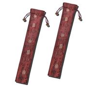 HONSHEN 6 Pack 13inch Long Folding Hand Fan bags,Black (Fan bags Red-13in-2p)
