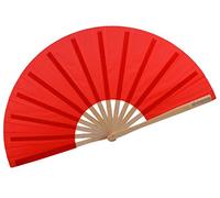 HONSHEN Bamboo Large Folding Hand Fans Performance Fan for Events Dance Performance Festivals Gift (Red)
