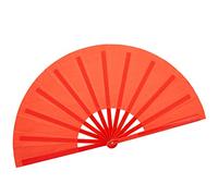HONSHEN Dance Folding Hand Fan,13inch Red Large Chinese Kung Fu Tai Chi Plastic-Nylon Hand Held Folding Fans for Men/Women(Dance fan Red)