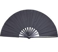 HONSHEN Large Folding Hand Rave Fan for Men Women Dance Gift, Bamboo Nylon-Cloth Black Hand Fan 13 inch (Black Bamboo)