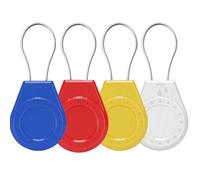 HonShoop Air Tagholder Keychain Case with Steel Wire Cable & Hex Lock, Waterproof Anti-Lost Shockproof Cover Compatible with Apple Air Tag for Luggage, Backpack, Keys (Blue+Red+White+Yellow)