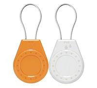 HonShoop Air Tagholder Keychain Case with Steel Wire Cable & Hex Lock, Waterproof Anti-Lost Shockproof Cover Compatible with Apple Air Tag for Luggage, Backpack, Keys (Orange+White)