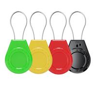 HonShoop Air Tagholder Keychain Case with Steel Wire Cable & Hex Lock, Waterproof Anti-Lost Shockproof Cover Compatible with Apple Air Tag for Luggage, Backpack, Keys (Green+Yellow+Red+Black)