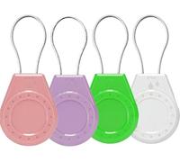 HonShoop Air Tagholder Keychain Case with Steel Wire Cable & Hex Lock, Waterproof Anti-Lost Shockproof Cover Compatible with Apple Air Tag for Luggage, Backpack, Keys (Pink+Purple+Green+White)