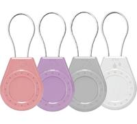 HonShoop Air Tagholder Keychain Case with Steel Wire Cable & Hex Lock, Waterproof Anti-Lost Shockproof Cover Compatible with Apple Air Tag for Luggage, Backpack, Keys (Pink+Purple+Gray+White)