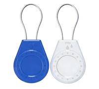 HonShoop Air Tagholder Keychain Case with Steel Wire Cable & Hex Lock, Waterproof Anti-Lost Shockproof Cover Compatible with Apple Air Tag for Luggage, Backpack, Keys (White+Blue)