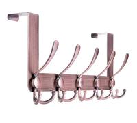 HONSKY Over Door Hook- Rustic,5 Triple Hooks Sturdy Over Door Hanger,Metal Durable Door Towel Rack for Hanging Coat,Clothes,Jacket,Antique Copper