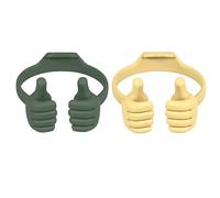 Honsky Thumbs up Cell Phone Stand Holder, Ok Stand Tablet Stand Cradle for Desk Desktop Smartphone Cellphone Mobile Phone Tablets - Universal Adjustable Flexible - Dark Green/Light Yellow