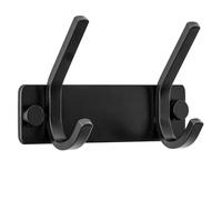 HONSKY Wall Coat Rack, 12cm Towel Rack, Painted Metal Wall Coat Hanger with 2 Double Hooks (4 Single Hooks),for Hanging Coat, Hat, Bag, Towel, in Hallway Entryway Bathroom, Black