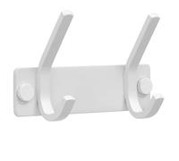HONSKY Wall Coat Rack, 12cm Towel Rack, Painted Metal Wall Coat Hanger with 2 Double Hooks (4 Single Hooks),for Hanging Coat, Hat, Bag, Towel, in Hallway Entryway Bathroom,White