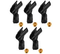 HONSNKS 5 Piece Universal Microphone Clip Holder for Mic Stand, Wireless Mic Holder Clamp, Adjustable Microphone Holder with 5/8" Male to 3/8" Female Nut Adapter, Black