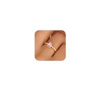 Honsny Gold Birthstone Rings for Women Non Tarnish 14K Gold Plated Emerald Engagement Promise Rings CZ Stackable Dainty Gemstone Pinky Eternity Band Ring
