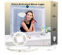 Hont 13ft/4M Voice-Activated Led Vanity Mirror Lights Kit Bendable NO Need to Cut Vanity Make-up Mirror Cloakroom Adjustable Flexible Strip Light Table Set with Dimmer and Power Supply