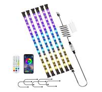 Hont LED Strip Lights Kit 6 Pre-Cut Small LED Light Strips Dimmable RGB Color Changing LED Light with Remote & APP Control for TV Backlight, Bedroom, Cabinet Shelf Display,Room Decor (1FT-6PCS)