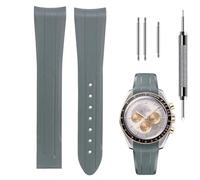 Hontao Premium Liquid Silicone Watch Strap 20mm, Compatible with Omega Speedmaster Professional Moonwatch 42mm, Seamaster & Swatch x Omega MoonSwatch, Soft Rubber Band with Fine Linear Texture (Gray)