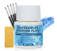 HONTAOK 60ml Masking Fluid for Watercolour Painting, Liquid Masking Fluid, Watercolour Masking Fluid with Pen and Applicator, Keeps Areas Free of Colour and Edges Crisp, Blue