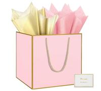 HONTIUS 11.8'' Extra Large Black Gift Bag Bags, Pink Square Giant xl Gift Bag with Tissue Paper and Card for Wedding Birthday Presents Christmas Gifts