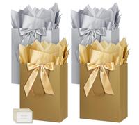 HONTIUS 15.55'' Extra Large Gift Bag, 4pcs Vertical Gift Bags for Presents Big Paper Bag with Tissue Paper Cards Bows, 39 * 28 * 12cm Wedding Birthday Party Present Bridesmaid Gift Gifts Bag G