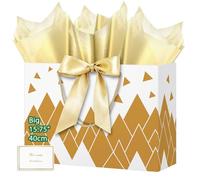 HONTIUS 15.75'' Extra Large Gift Bag,1pcs Vertical Gift Bags for Presents Big Paper Bag with Tissue Paper Cards Bows, 40*30*12.5cm Wedding Chrismas Birthday Party Present Bridesmaid Gift Gifts Bag S