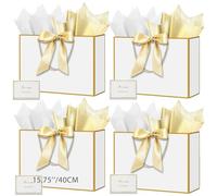 HONTIUS 15.75'' Extra Large Gift Bag, Recyclable Presents Big Paper Gift Bags with Handles Ribbons Cards, 40*30*12.5cm Wedding Birthday Party Present Bridesmaid Gift Gifts Bag Reinforced Base 4PCS C
