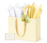 HONTIUS 15.75'' Large Gift Bags, Phalaenopsis Orchid Clip Presents Big Paper Gift Bags with Tissue Papers and Card, 40*30*12.5cm Wedding Birthday Party Present Bridesmaid Gift Gifts Bag with Cards F