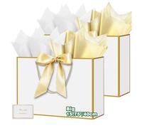 HONTIUS 2PCS 15.75'' Extra Large Gift Bag, Recyclable Presents Big Paper Gift Bags with Handles Ribbons Cards, 40*30*12.5cm Wedding Birthday Party Present Bridesmaid Gift Gifts Bag Reinforced Base C