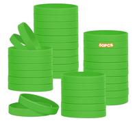 HONTIUS 50PCS Silicone Wristbands for Kids, Rubber Wristbands Blank Wrist Bands Universal Wristband Set Bulk for Teens Sport Suitable for 8-12 Aged Green